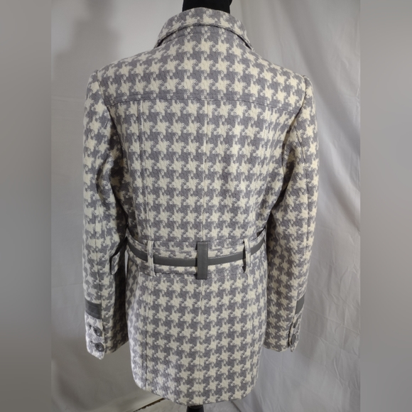 POINTZERO NICOLE BENISTI Women's White/Grey Houndstooth Pea Coat Size Medium - Picture 5 of 13
